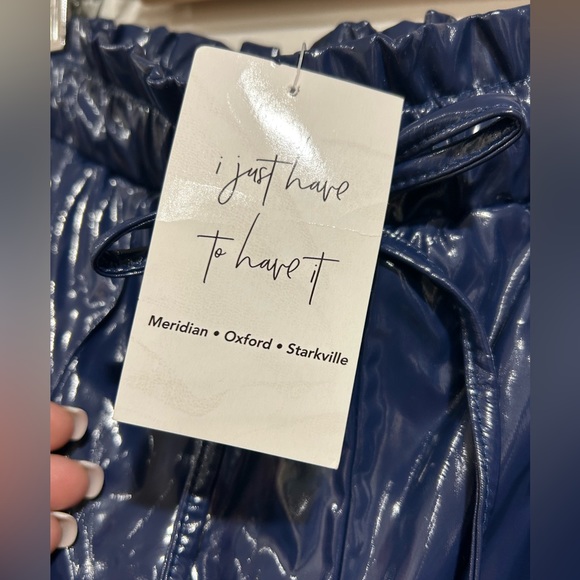 NWT! Navy Joggers Faux Leather! - Picture 5 of 5